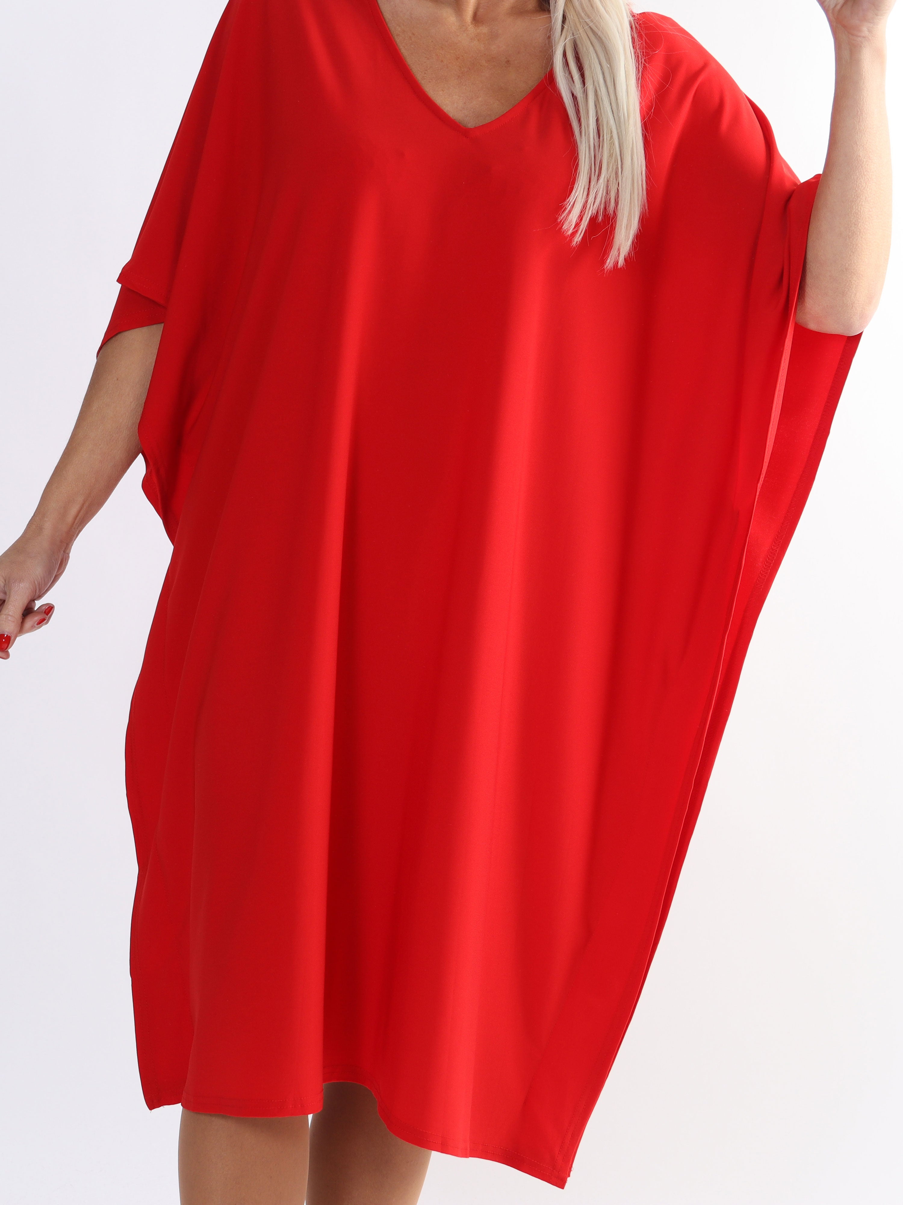 Azmina Plain - Slät elastisk tunikaklänning i plus size med lös passform